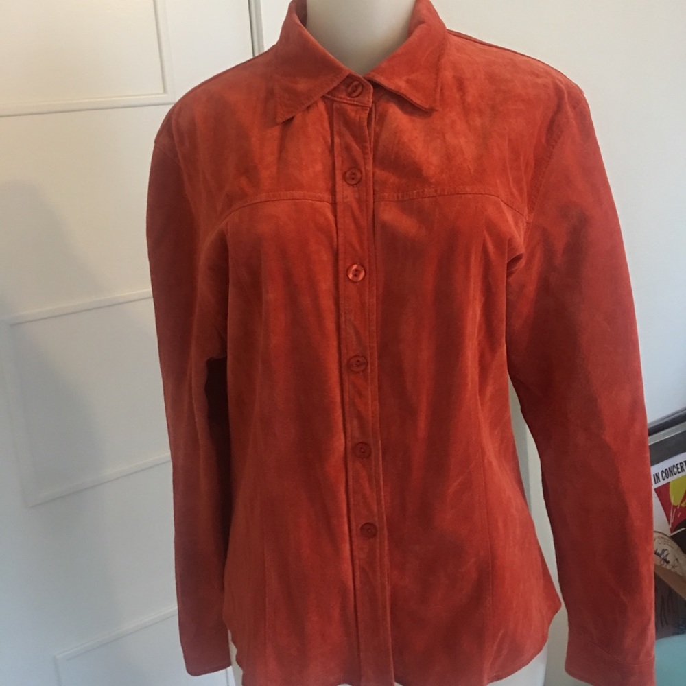 pumpkin  suede shirt jacket